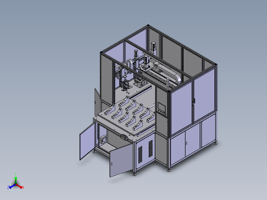 汽车门件双头超声波焊接机正等轴测图