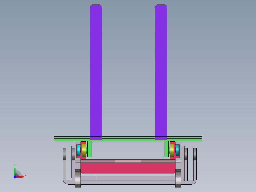 叉车前叉带前视图