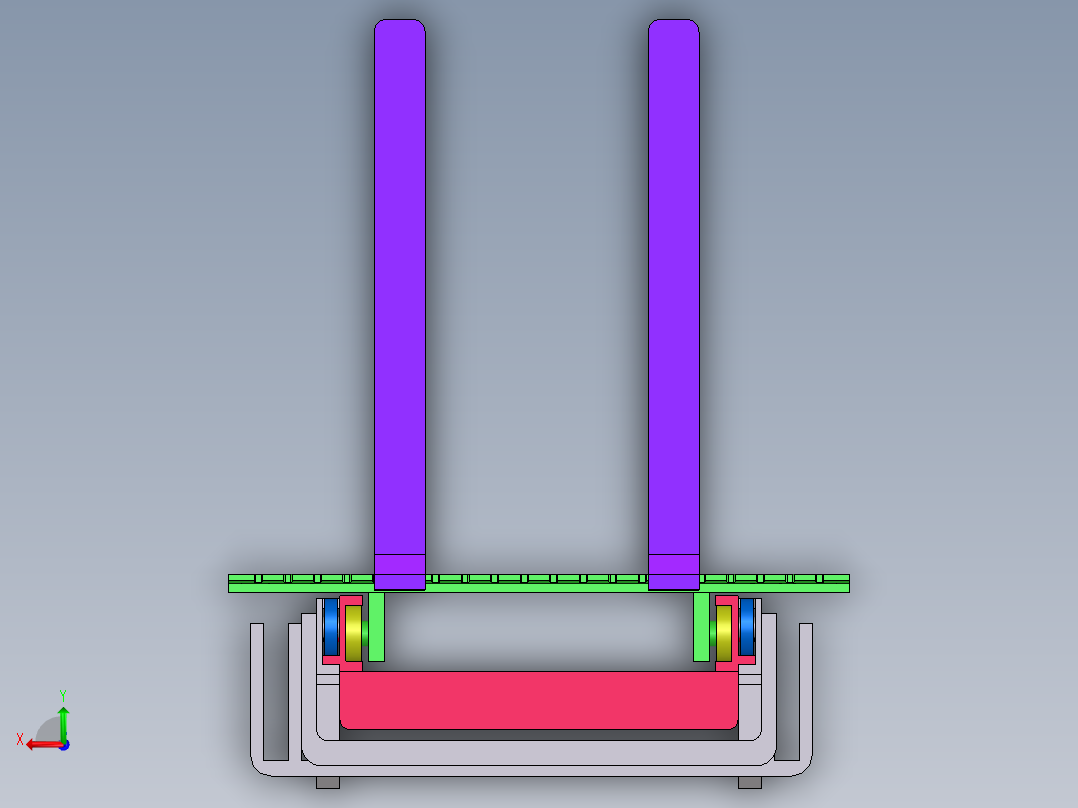 叉车前叉带后视图