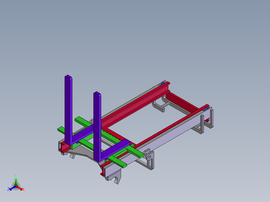 叉车前叉带正等轴测图
