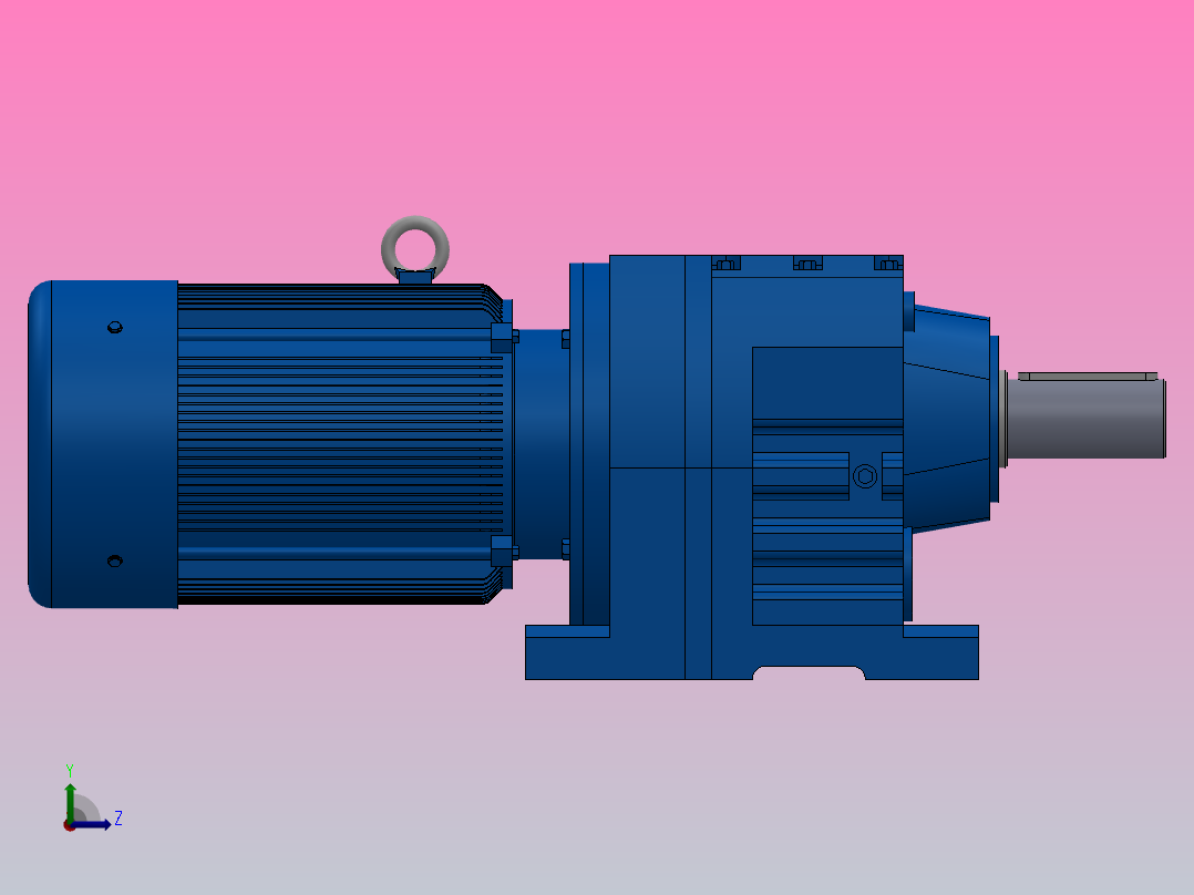 R57底脚轴伸式安装斜齿轮减速机R57-Y0.37-4P-120.63-M1-0°左视图