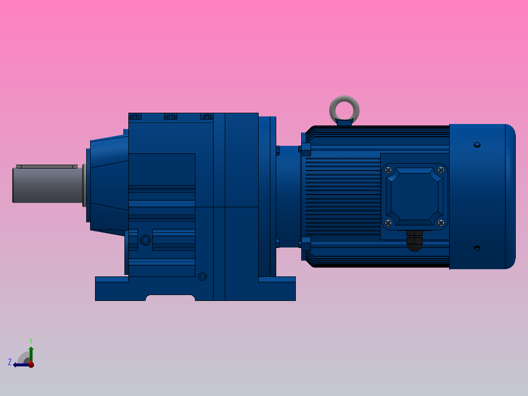 R57底脚轴伸式安装斜齿轮减速机R57-Y0.37-4P-120.63-M1-0°右视图