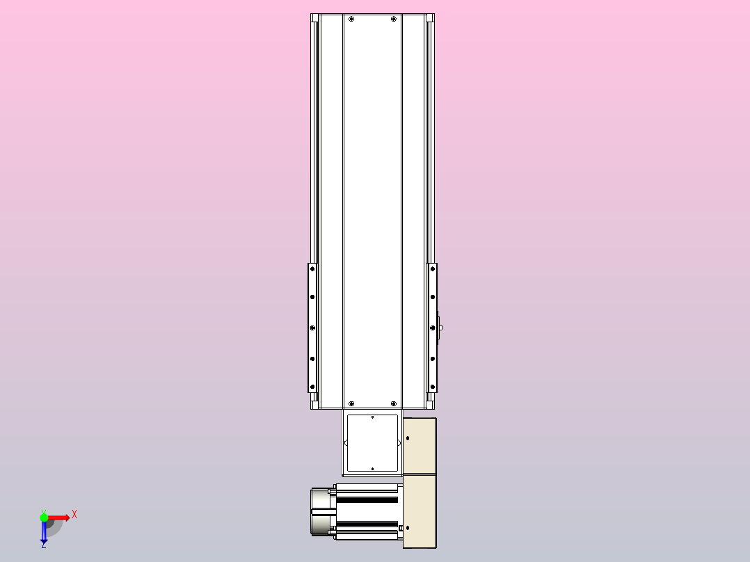 皮带直线轴半封闭可选导轨TPA-HNB-220D-176-L300-MR-Y-P1K-N3俯视图