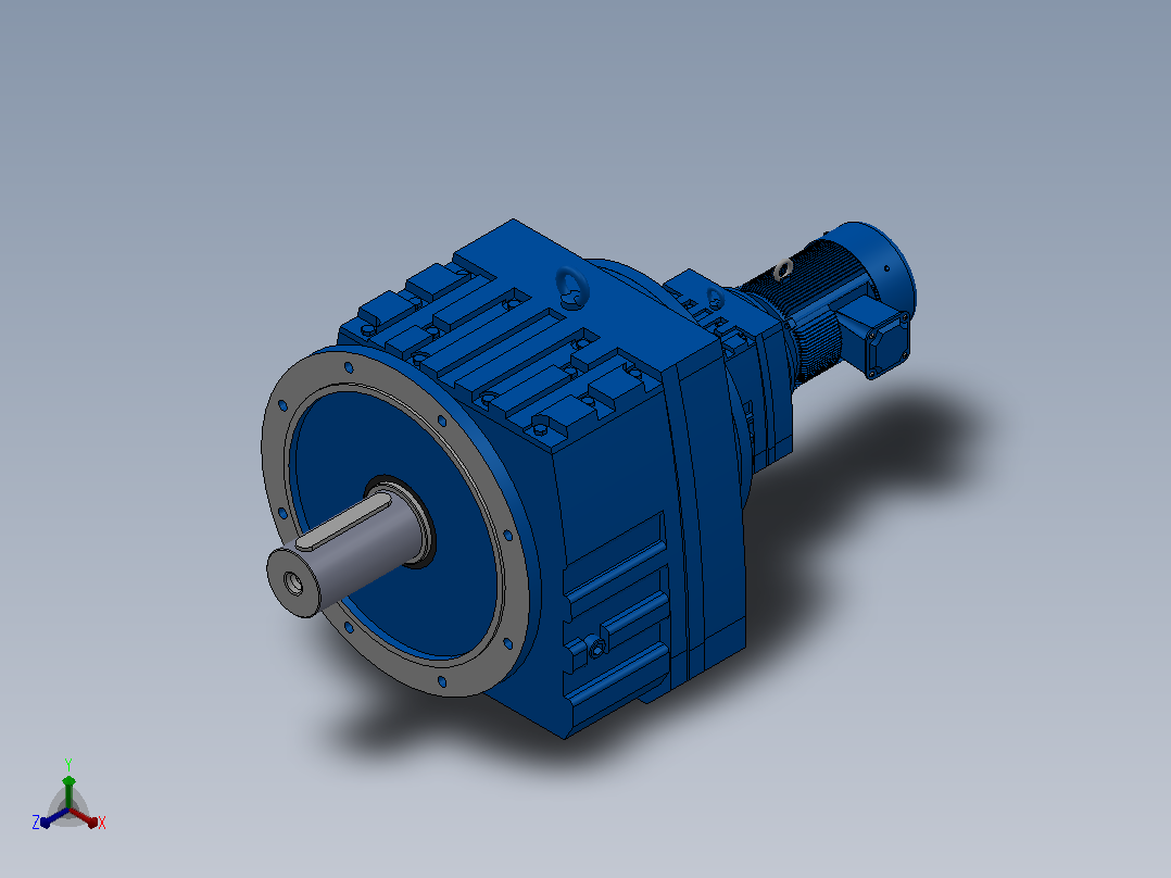 RF147R77法兰轴伸式组合型斜齿轮减速机RF147R77-Y0.55-4P-80-M1-0°-Φ550主视图