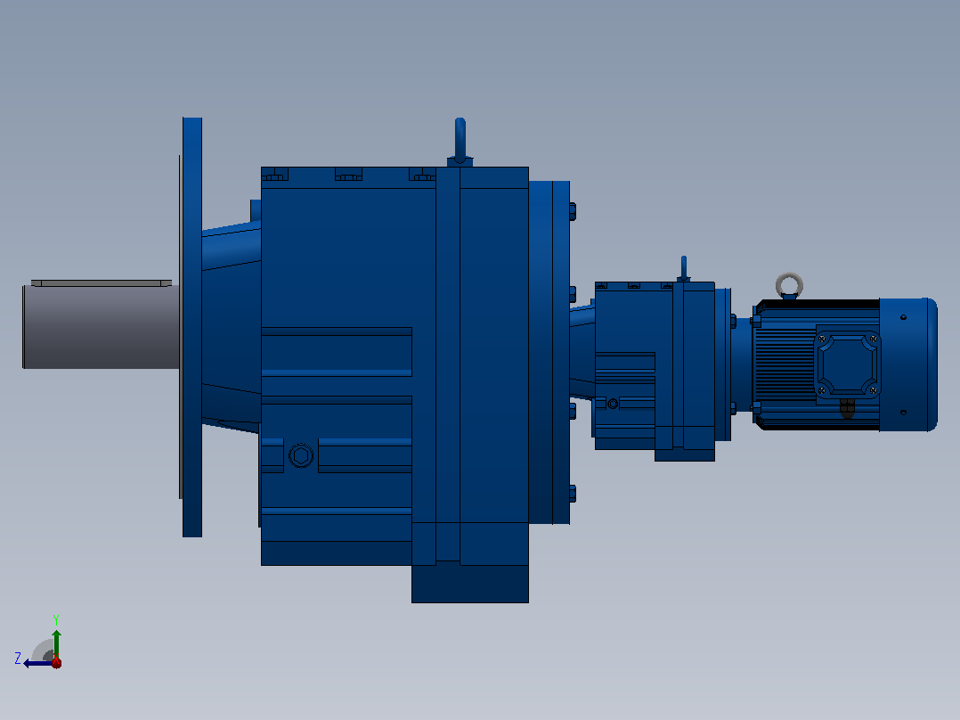 RF147R77法兰轴伸式组合型斜齿轮减速机RF147R77-Y0.55-4P-80-M1-0°-Φ550右视图
