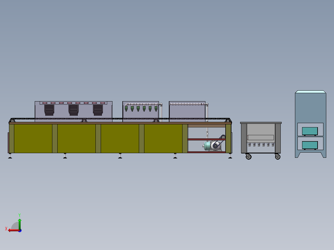 网链式超声波清洗线3D图纸 E217后视图