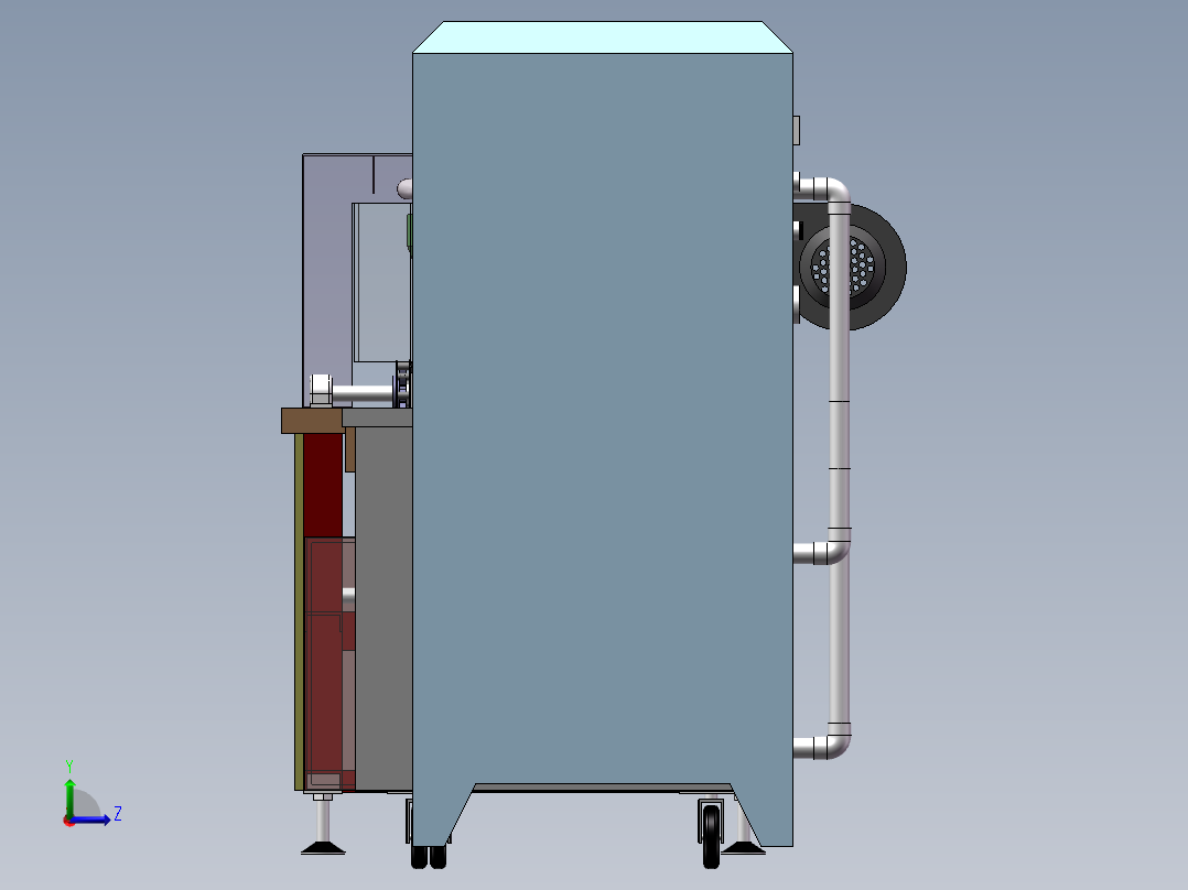 网链式超声波清洗线3D图纸 E217左视图