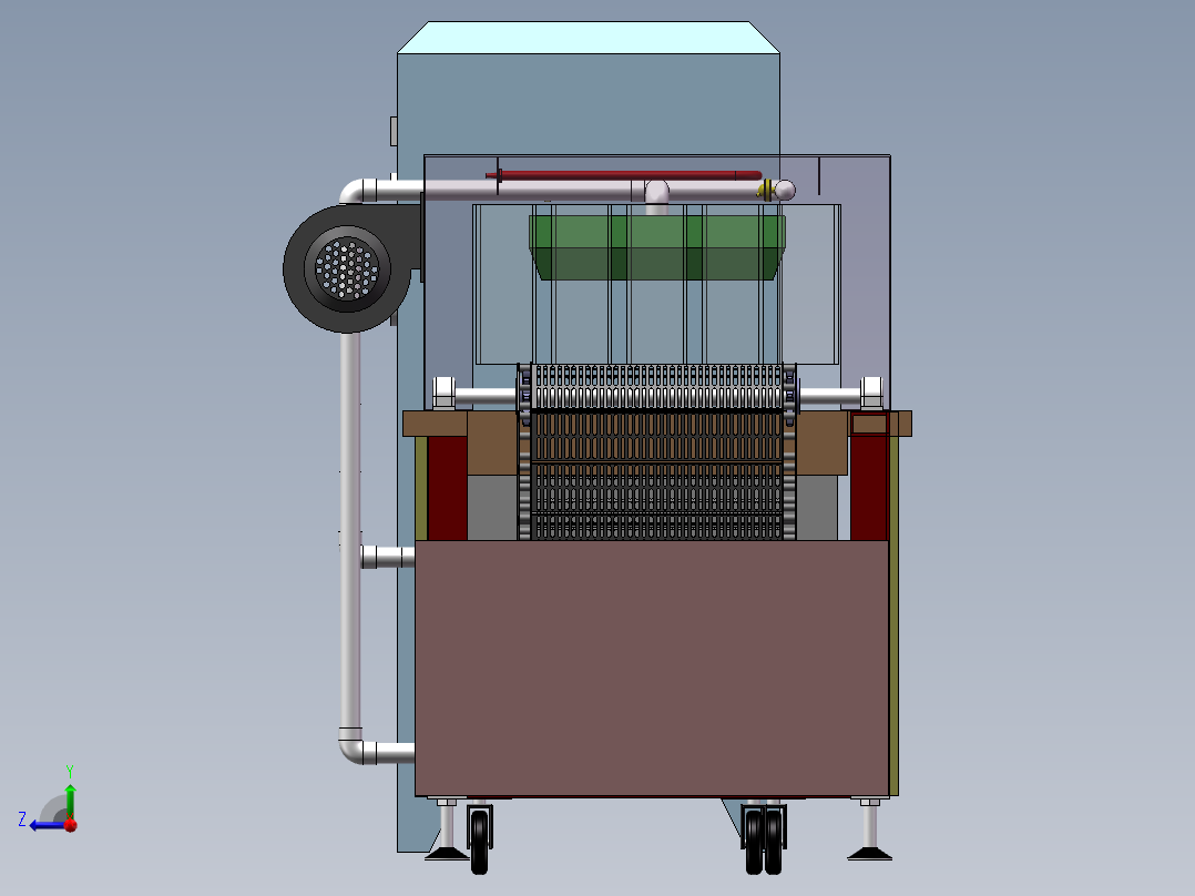 网链式超声波清洗线3D图纸 E217右视图