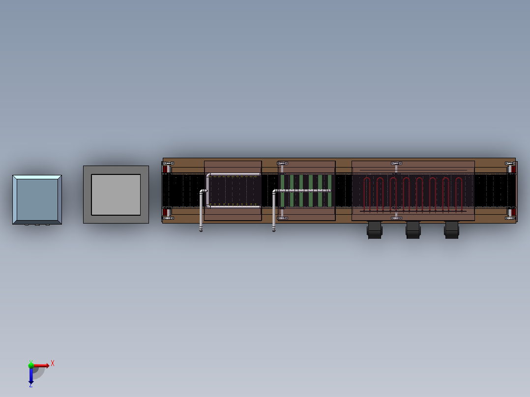 网链式超声波清洗线3D图纸 E217俯视图