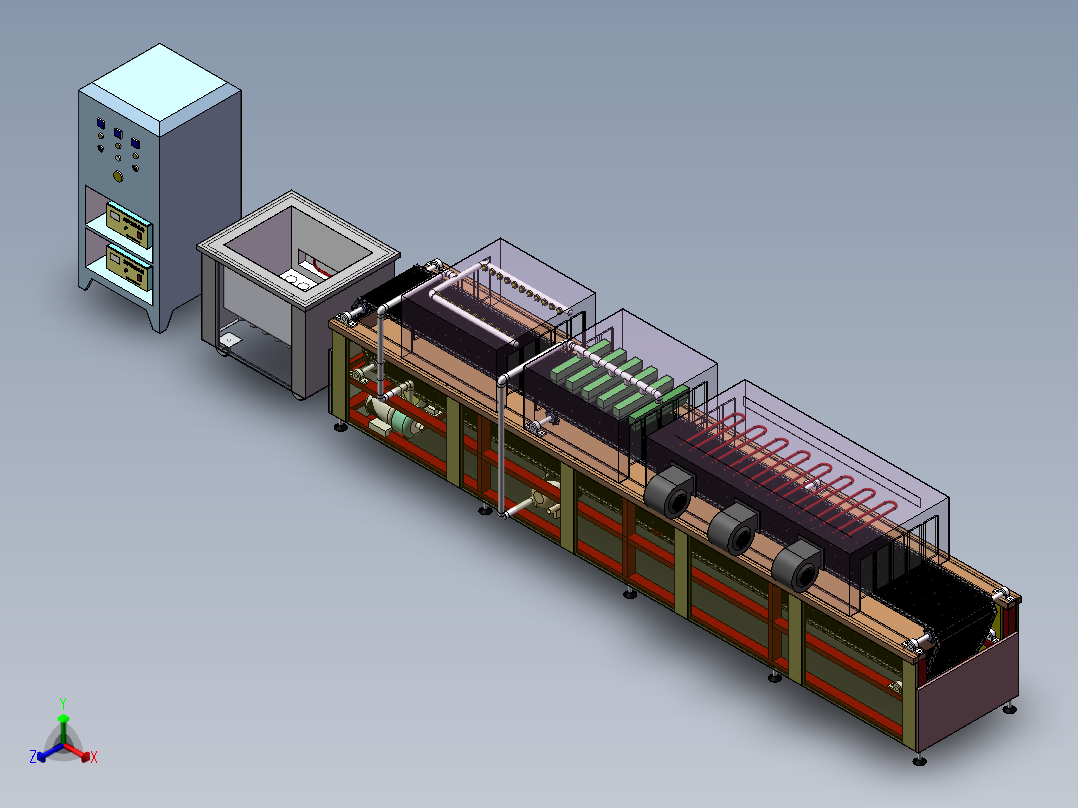 网链式超声波清洗线3D图纸 E217正等轴测图
