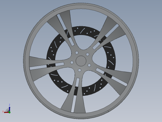 运动车的车轮3D模型前视缩略图