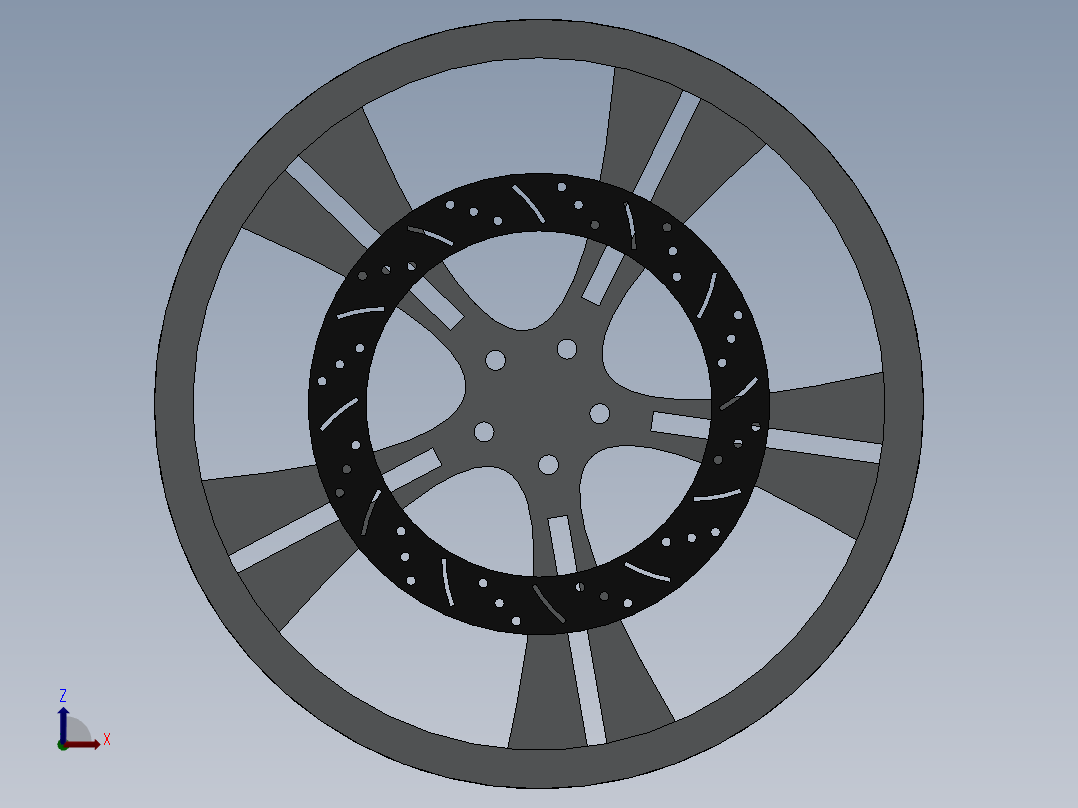 运动车的车轮3D模型后视图