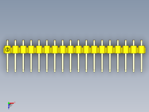 彩色公排针 100mil 2.54mm 系列-DS1022_yellow_1x18p_100mil_TypeD_rev1.0俯视缩略图