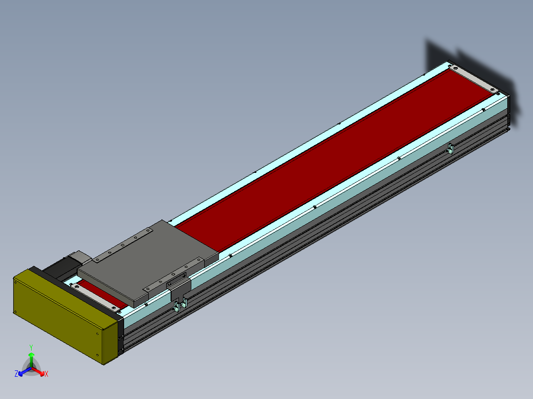 直线运动，行程950+mm正等轴测图