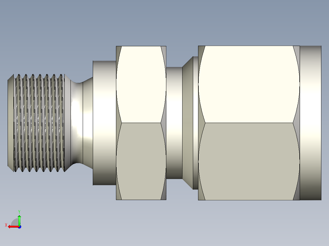 不锈钢世伟洛克管接头，外螺纹接头，12 mm管外径x M14 x 1.5外螺纹后视图