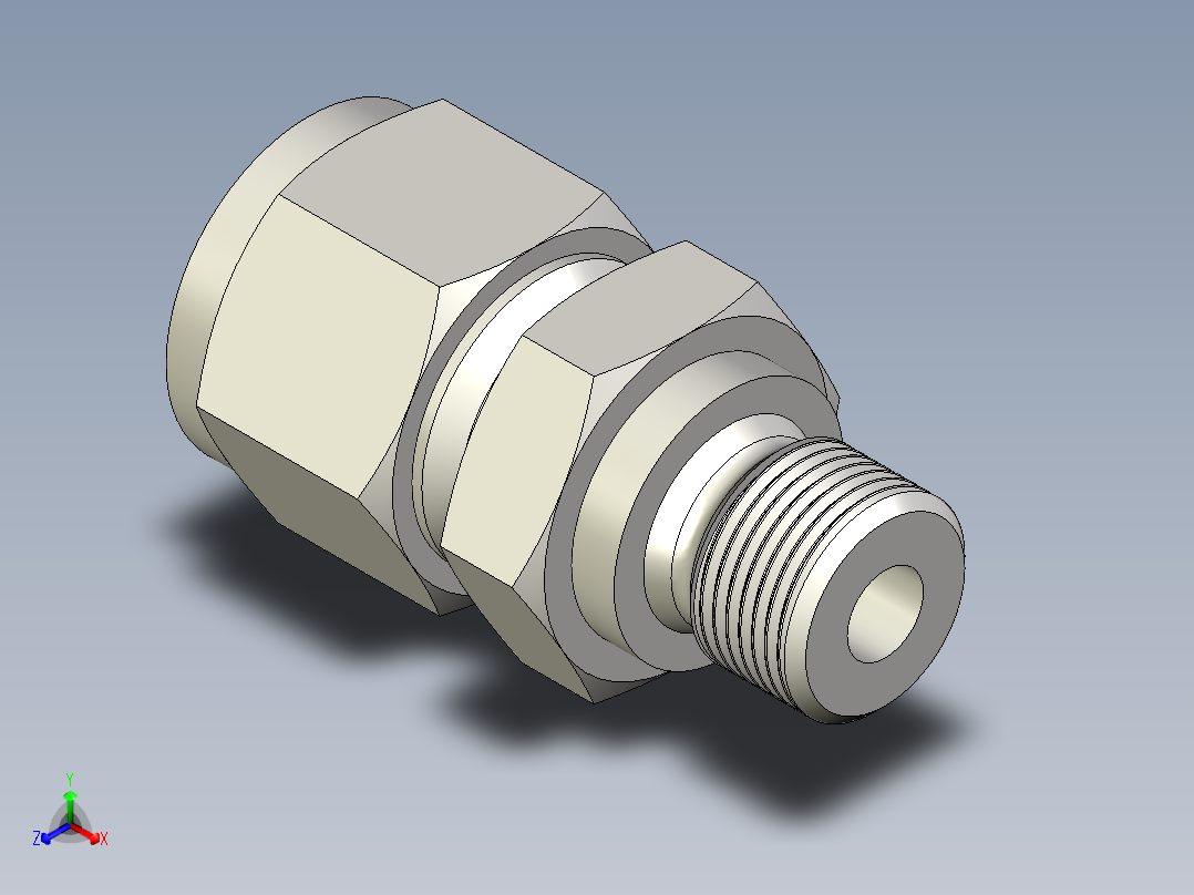不锈钢世伟洛克管接头，外螺纹接头，12 mm管外径x M14 x 1.5外螺纹正等轴测图