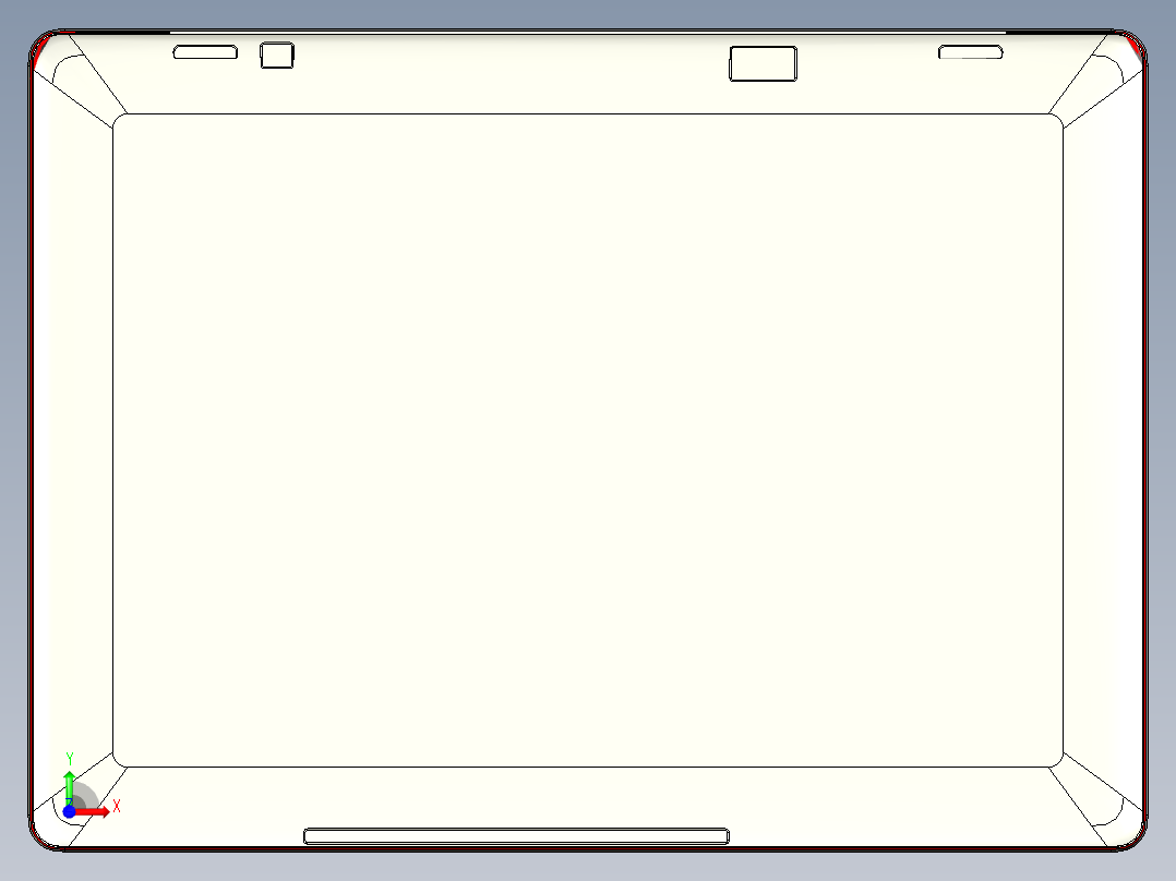 冲压笔记本外壳铣三侧高光C角带程序模型前视图