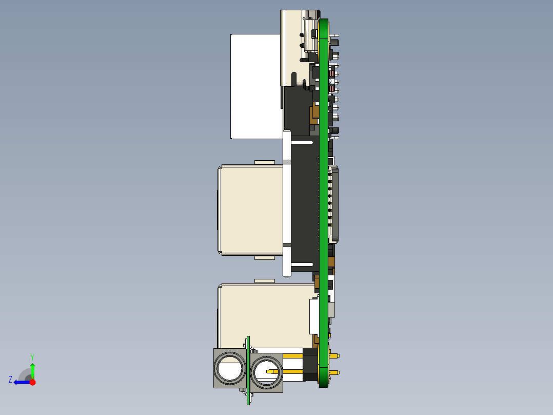 用于音频输出RPI3的PCB主板右视图