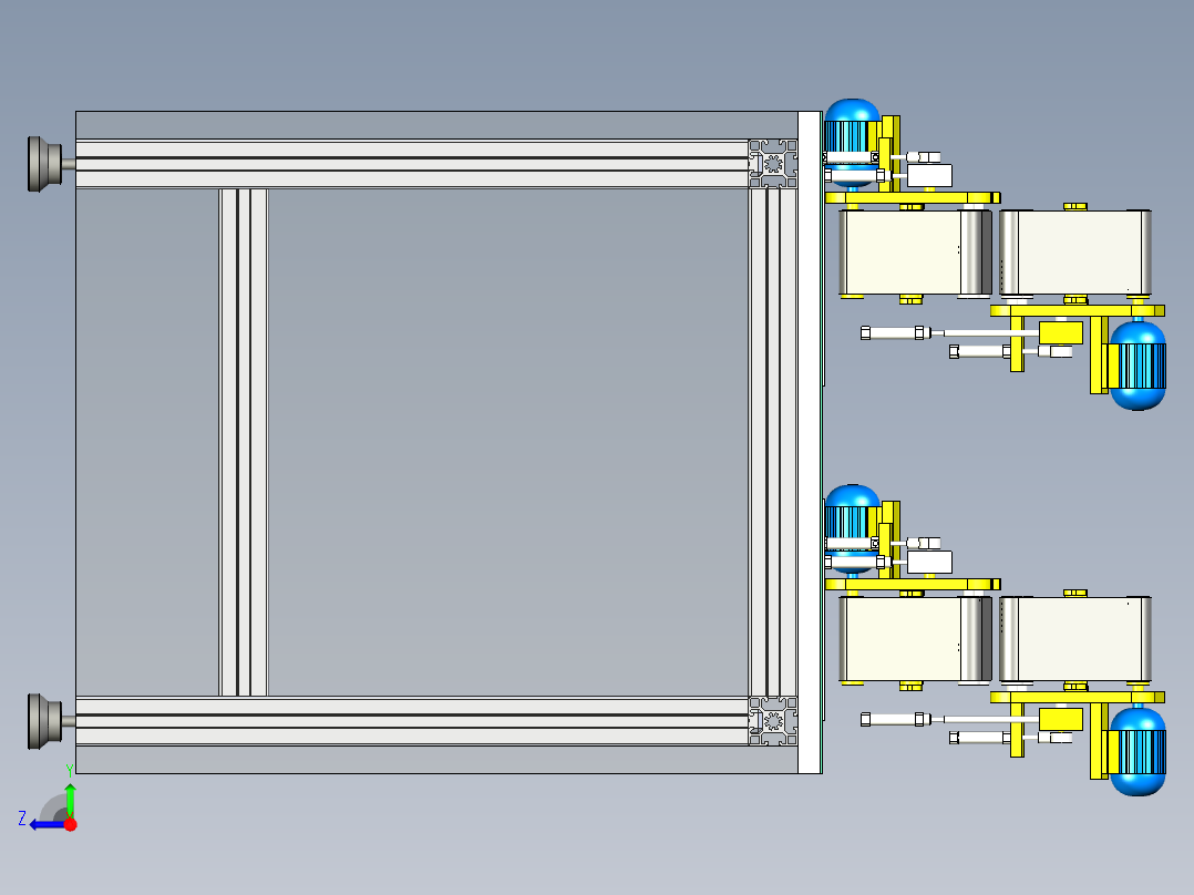 机械加工车间履带式打磨机三维设计右视图