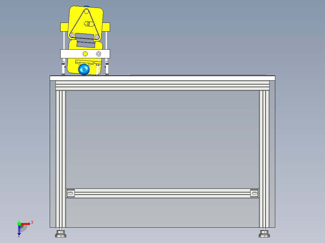 机械加工车间履带式打磨机三维设计俯视图