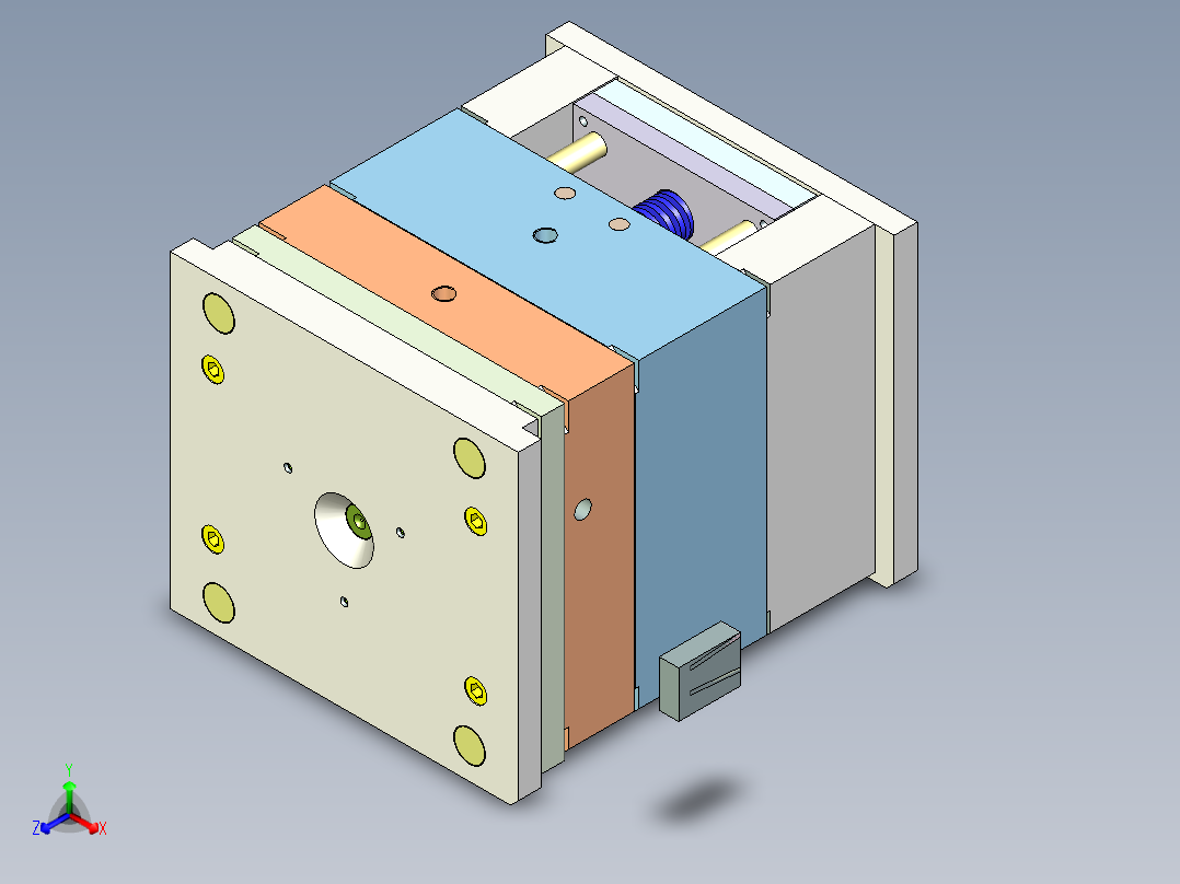 空气过滤器底座（三板模+前模斜顶）正等轴测图