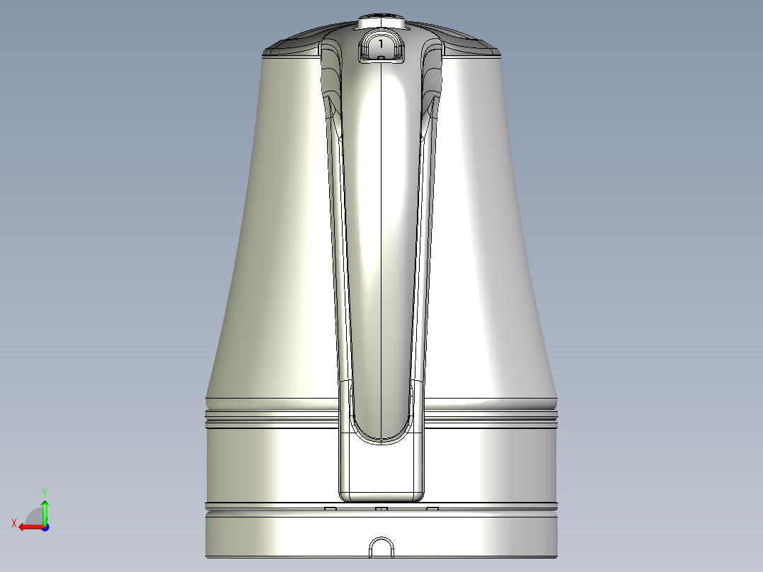 一款1.2升的玻璃热水壶后视图