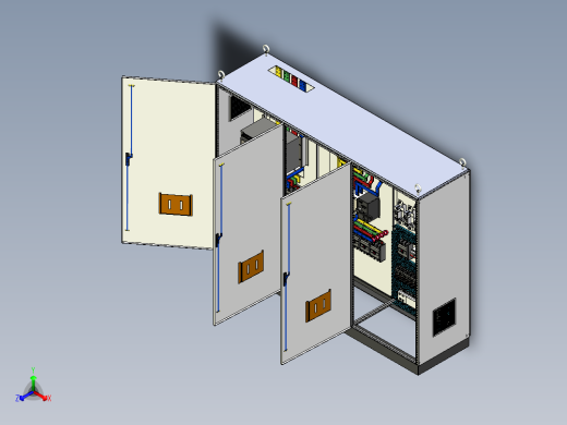 三柜组装风机控制柜三维模型