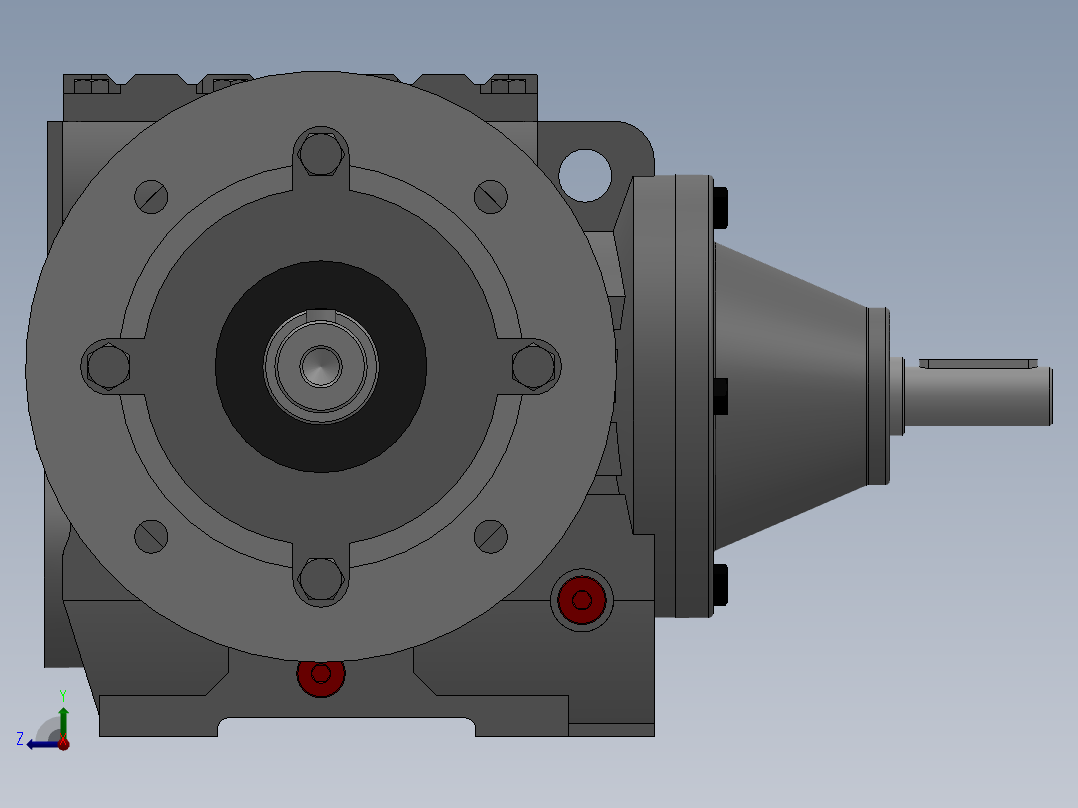 输入型斜齿轮-蜗轮蜗杆减速电机右视图