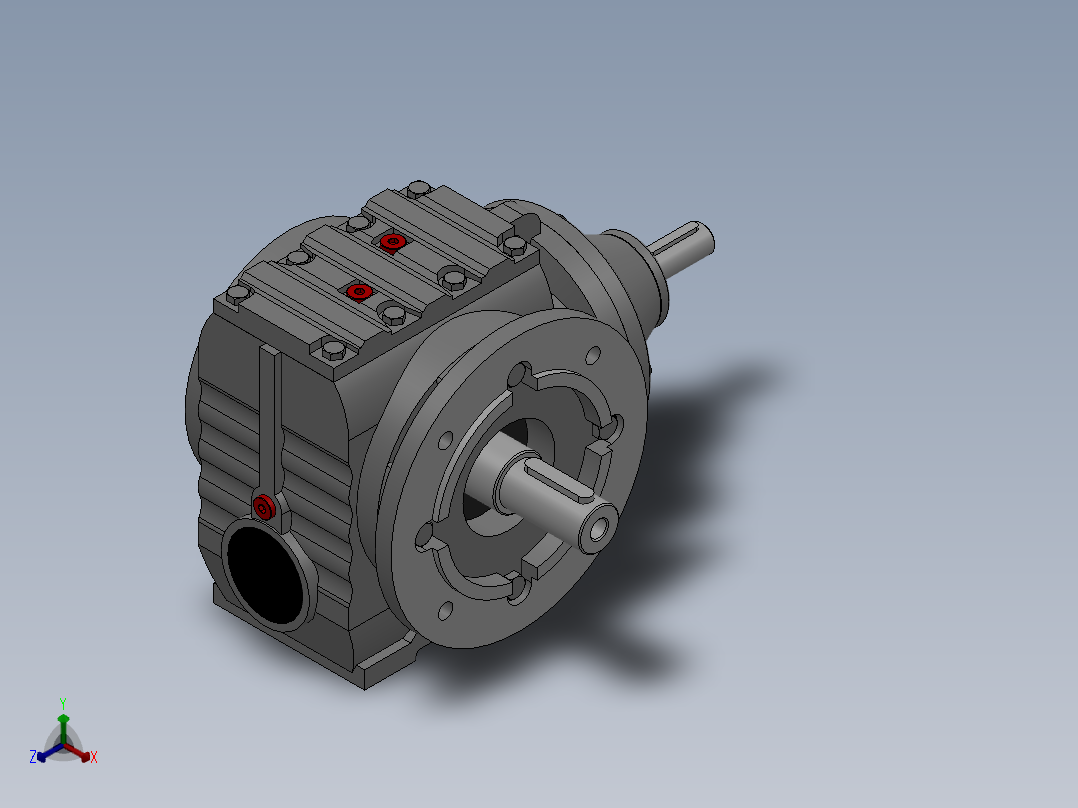 输入型斜齿轮-蜗轮蜗杆减速电机正等轴测图