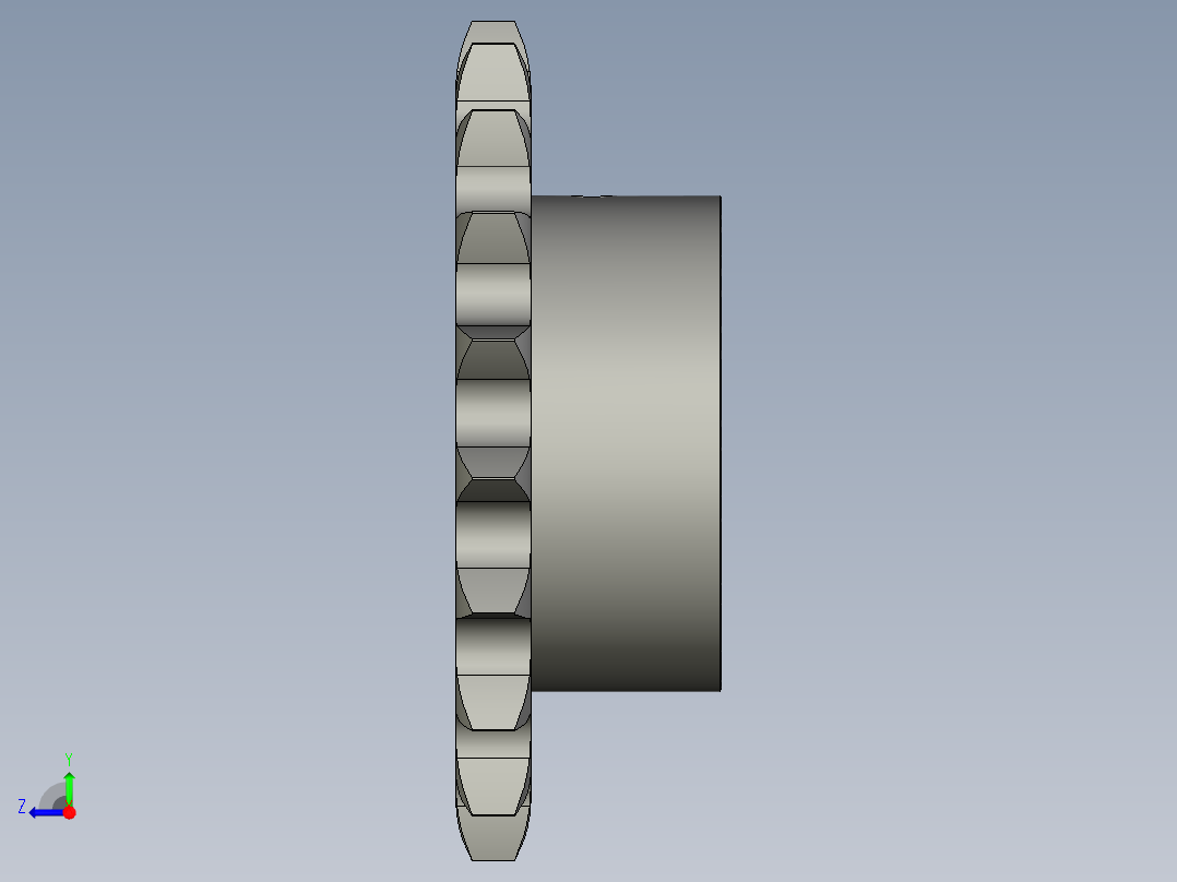链轮-12A系列19齿-主动轮右视图