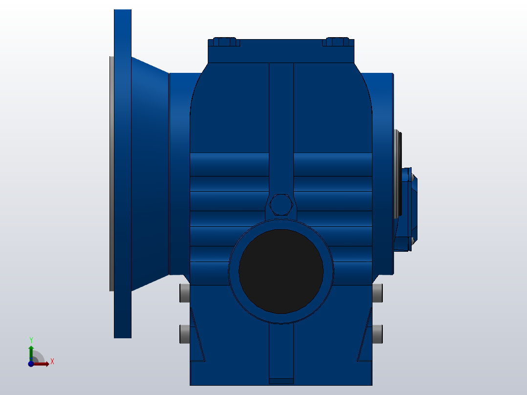 SAF87法兰空心轴安装斜齿-蜗轮蜗杆减速机SAF87-YVE0.75-4P-198-M1-0°-B前视图