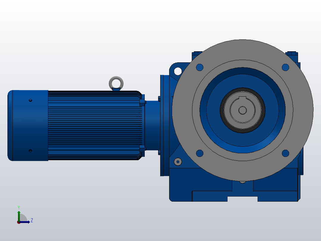 SAF87法兰空心轴安装斜齿-蜗轮蜗杆减速机SAF87-YVE0.75-4P-198-M1-0°-B左视图
