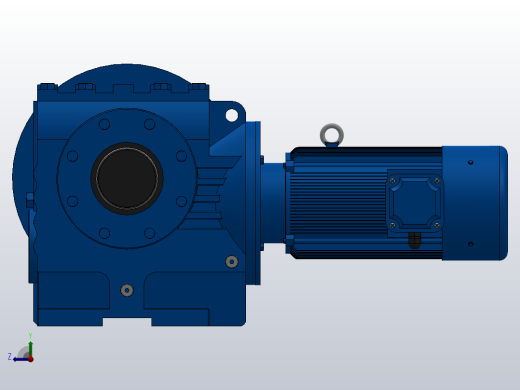 SAF87法兰空心轴安装斜齿-蜗轮蜗杆减速机SAF87-YVE0.75-4P-198-M1-0°-B右视缩略图