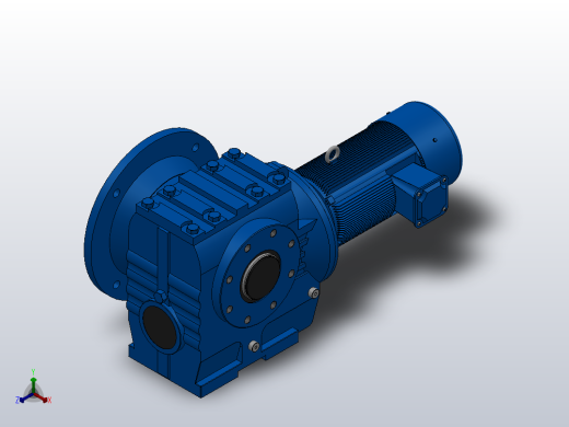 SAF87法兰空心轴安装斜齿-蜗轮蜗杆减速机SAF87-YVE0.75-4P-198-M1-0°-B正等轴测缩略图
