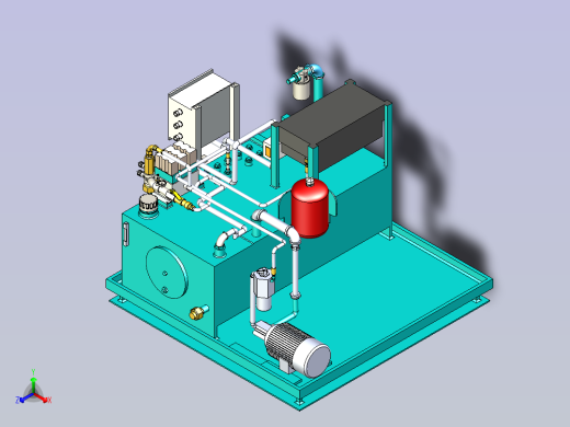 一款大型液压站三维3D数模