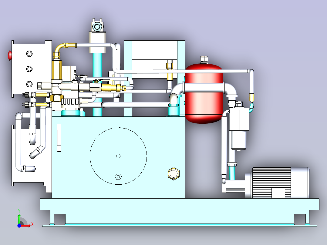 一款大型液压站三维3D数模前视图