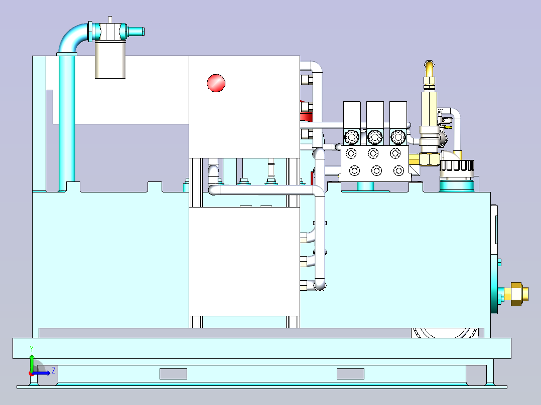 一款大型液压站三维3D数模左视图