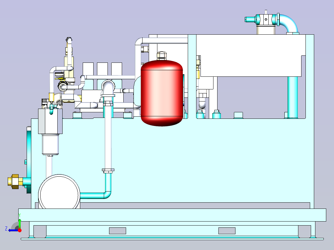 一款大型液压站三维3D数模右视图