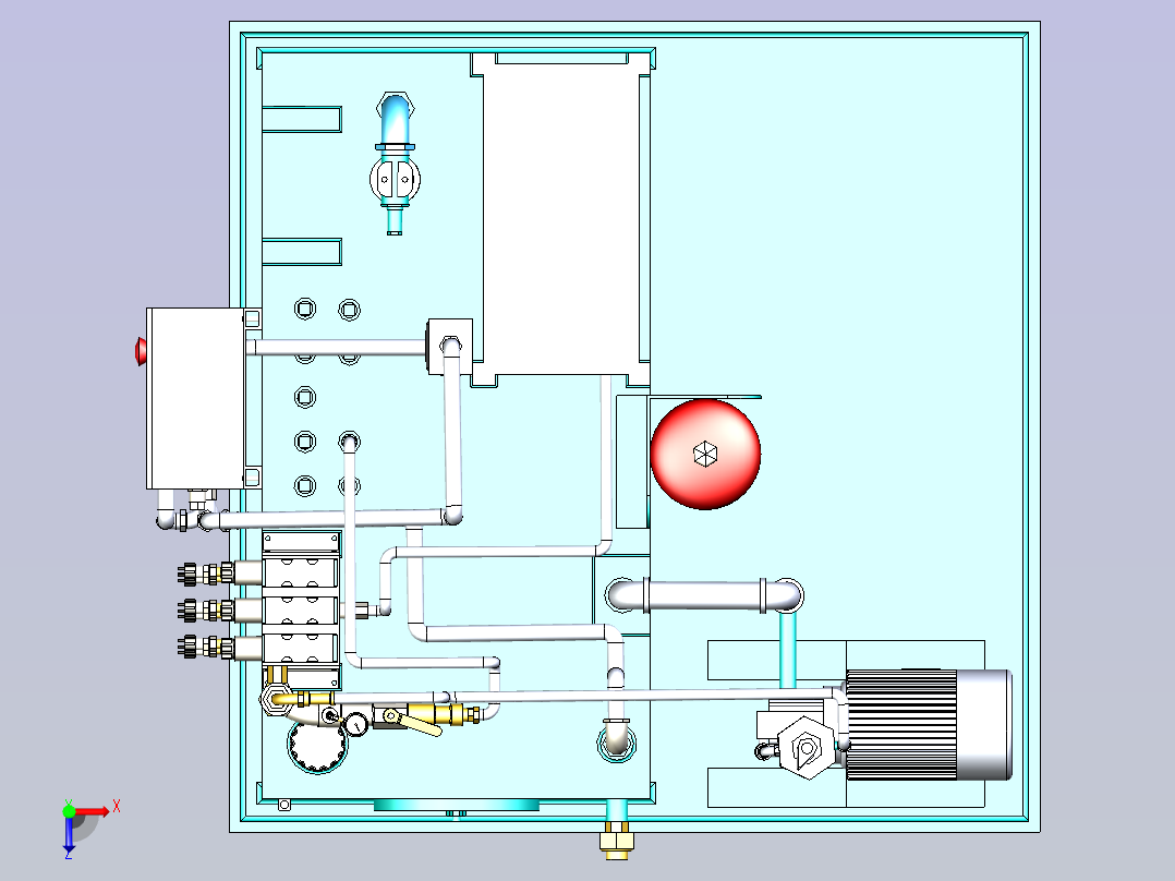 一款大型液压站三维3D数模俯视图