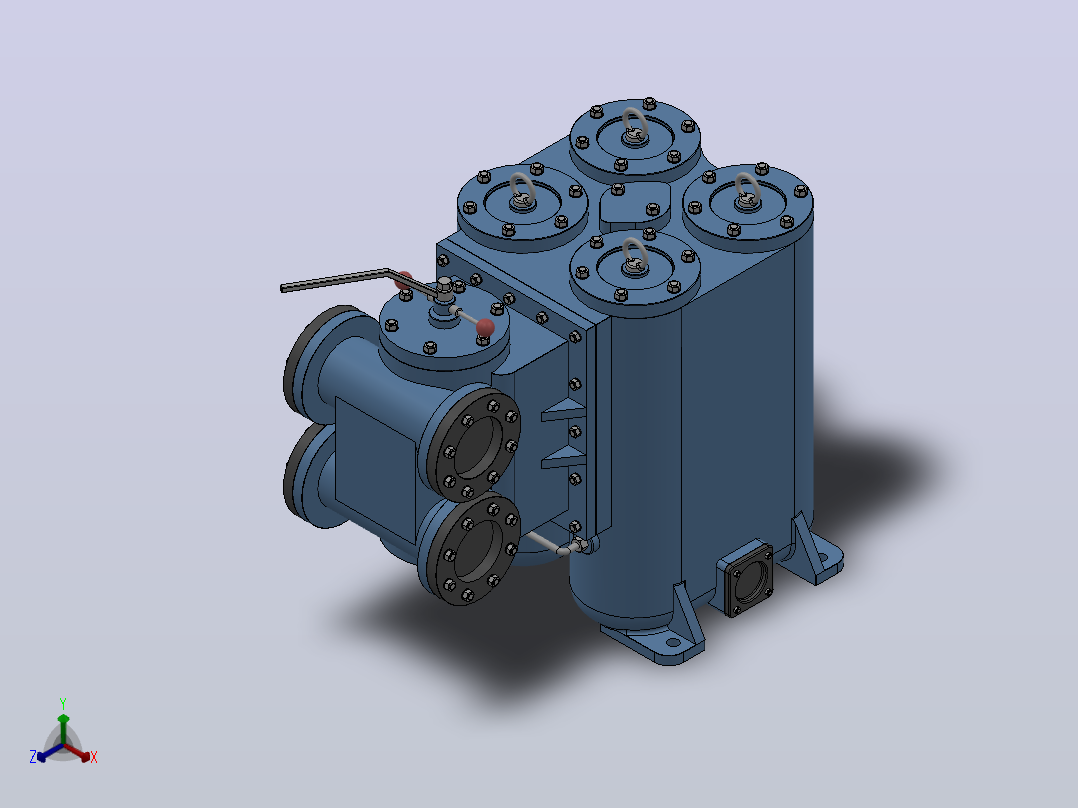 双筒网片式油滤器（SPL100-125）_SPL100正等轴测图