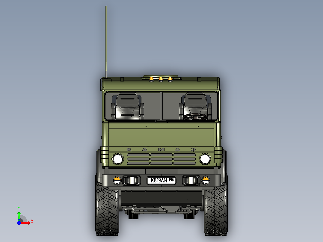 KAMAZ 63501卡车结构前视图