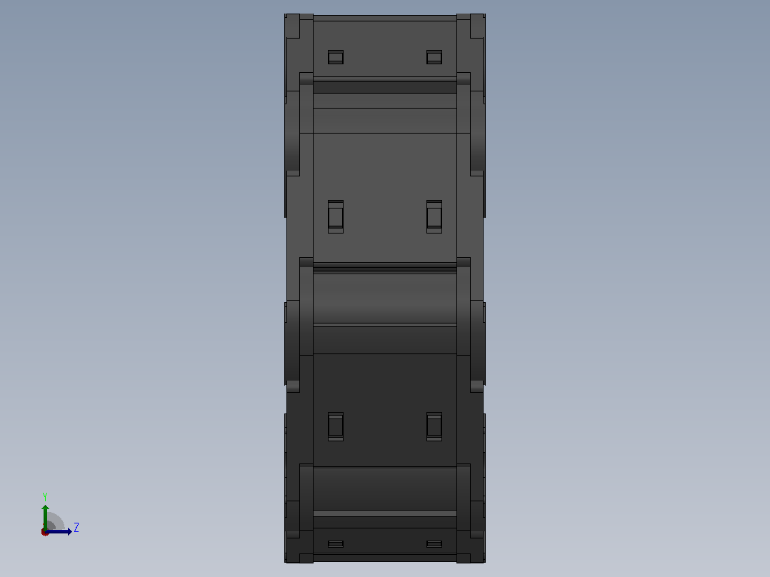 弯曲半径55内高25两侧打开型DB封闭式拖链_DMD25CDBA-25-38-55R-30左视图