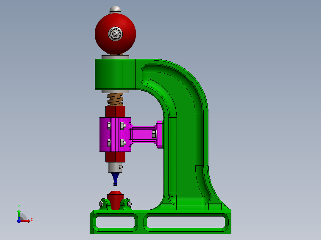 Punzonadora小型钻台3D数模图纸 Solidworks设计前视图