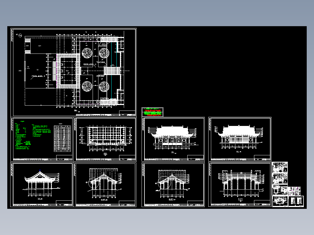 L1295古建筑寺庙2000版祠堂宗庙山门大门前殿三铺作单昴双翘斗拱CAD图纸