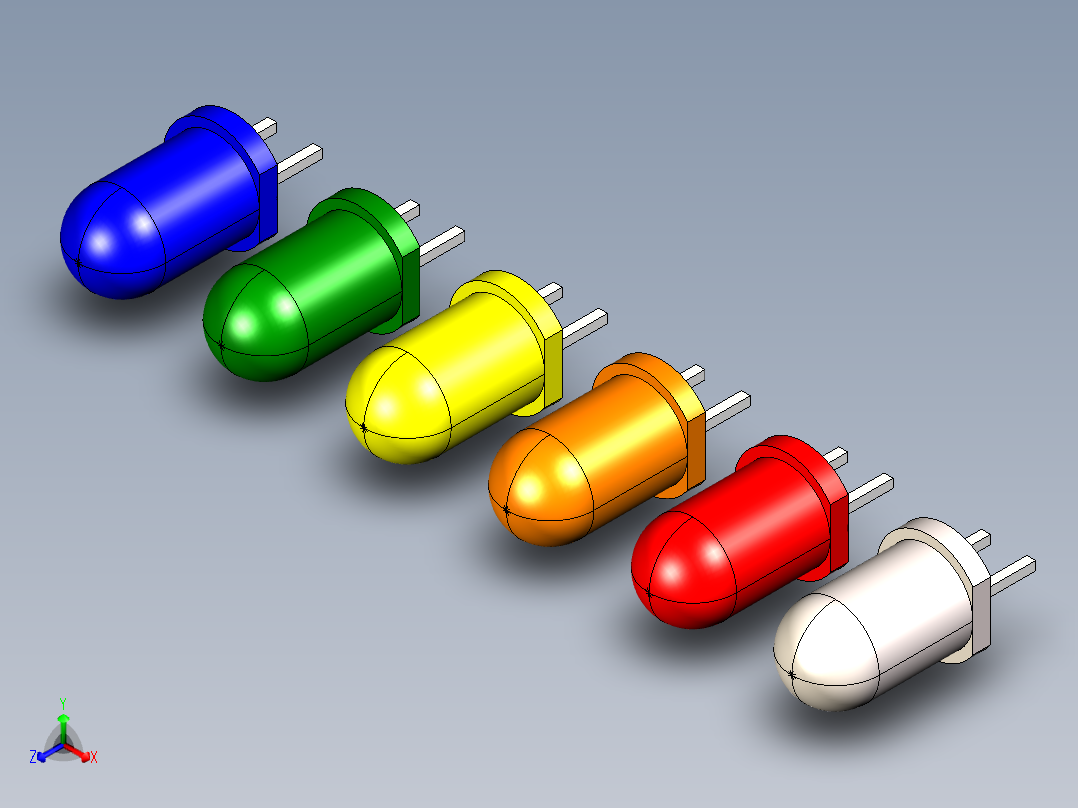 LED直径为5毫米的通孔版本，间距为2.54毫米。高度9..9.2毫米