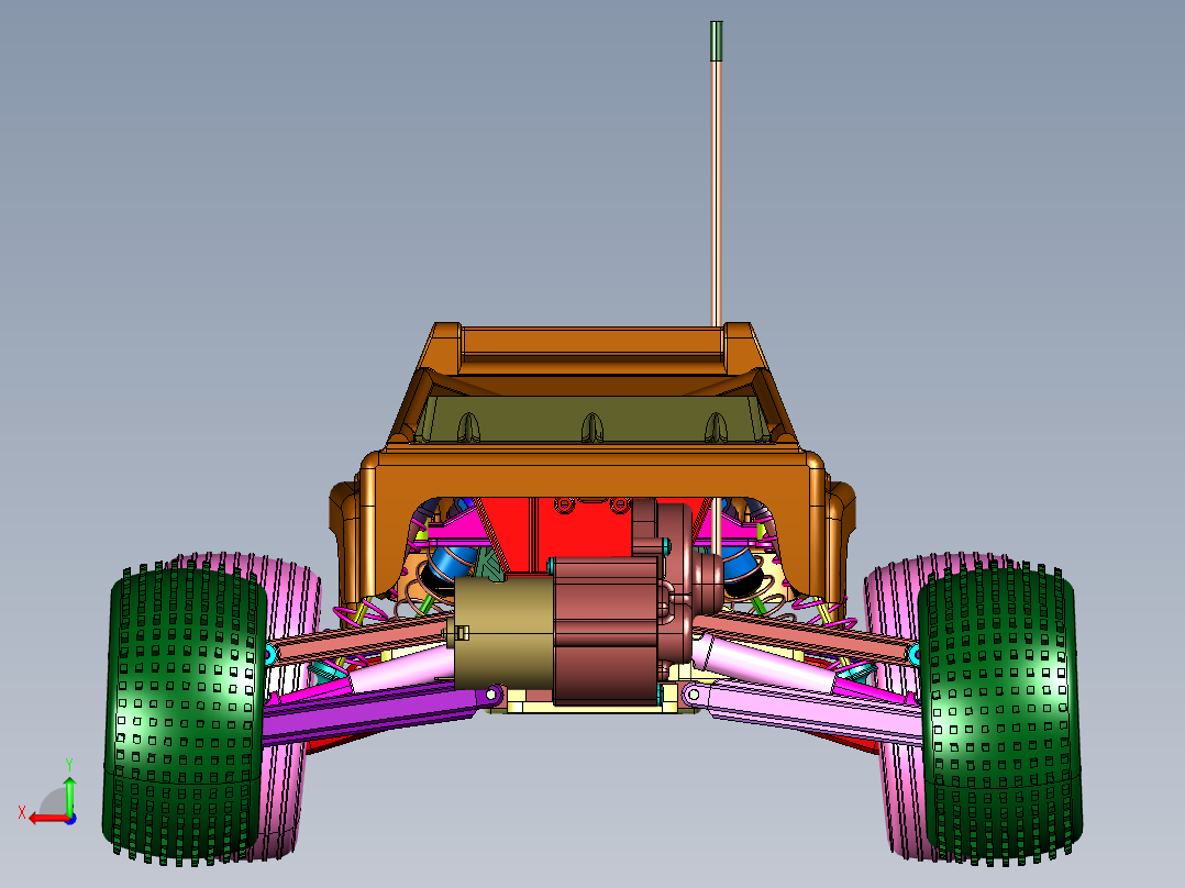 无刷四驱带电动遥控越野车后视图