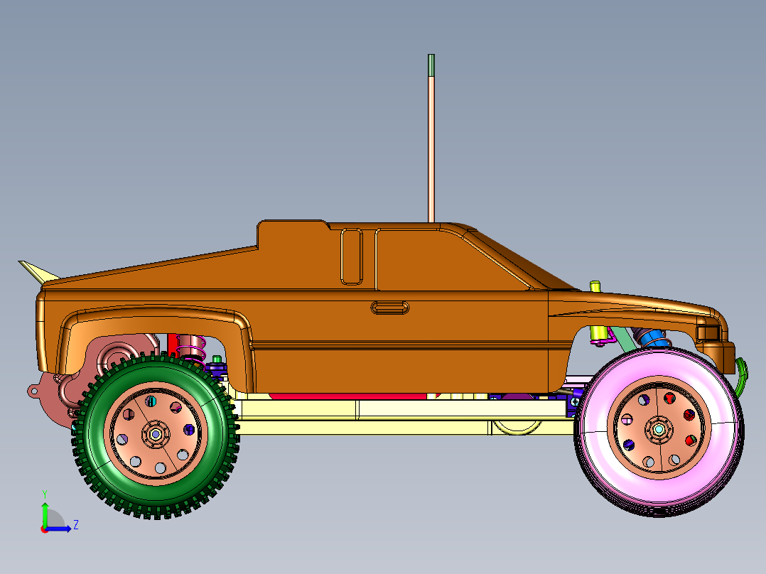 无刷四驱带电动遥控越野车左视图