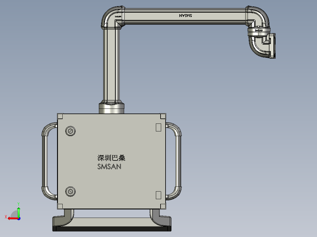 悬臂控制操控箱键盘支架--A2-墙座-转角-箱体连接器-500-300后视图