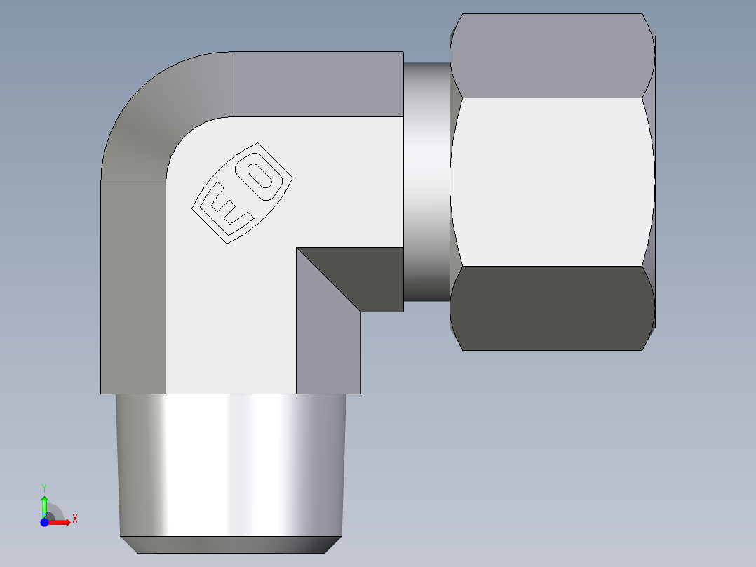 卡套式工业通用硬管接头EO_Male_stud_elbow_WE12LR71前视图