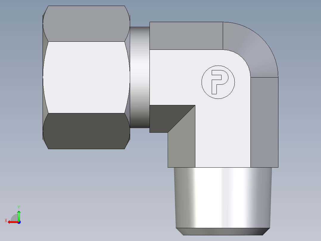 卡套式工业通用硬管接头EO_Male_stud_elbow_WE12LR71后视图